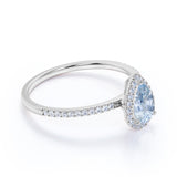 1.50 ct Teardrop Aquamarine Halo Engagement Ring