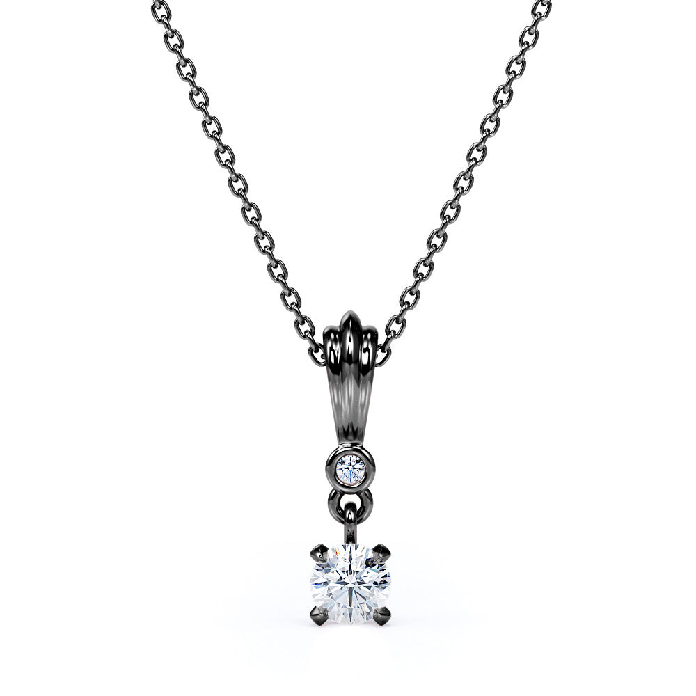 Four Prong 0.33 Carat Round Cut Certified Lab Diamond Claw Set Pendant Necklace In White Gold