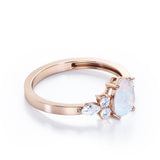 Four Prong Basket Set 1.35 Carat Pear Cut Ethiopian Opal And Diamond Seven Stone Engagement Ring In White Gold
