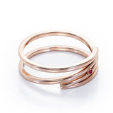 Solitaire 0.05 Carat Round Cut Lab Ruby Spiral Stackable Ring In Rose Gold