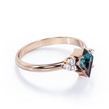 Asymmetric Bezel Set 1 Carat Kite Shaped Lab Created Alexandrite And Diamond Seven Stone Engagement Ring In White Gold