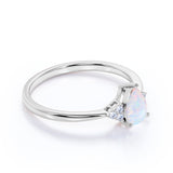 1.15 Ct Pear Cut Lab Created Opal Seven Stone Engagement Ring