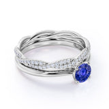 Classic Solitaire Design 2 Carat Round Cut Sapphire and Diamond Infinity Bridal Set in White Gold