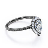 Vintage Halo 0.7 carat Pear Cut Moissanite and Diamond Engagement Ring in Rose Gold