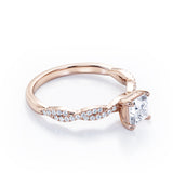 Certified Twisted 0.50 Ct Princess Lab Diamond Engagement Ring