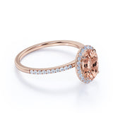 Huge 1.50 Carat antique design Morganite and Diamond oval cut Engagement Ring in Rose Gold