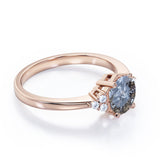 Seven Stone 0.60 Ct Round Salt and Pepper Diamond Engagement Ring