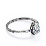 Classic Pave 0.7 carat Pear Moissanite and diamond Engagement Ring in White Gold