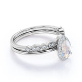 1.5 ct Pear Rainbow Moonstone Infinity Wedding Set