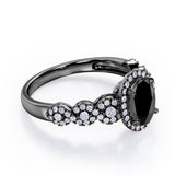 Twisted Pave Set 1.45 Carat Oval Cut Black Diamond Halo Infinity Engagement Ring In Rose Gold