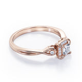 Certified Halo 0.50 Ct Princess Lab Diamond Engagement Ring