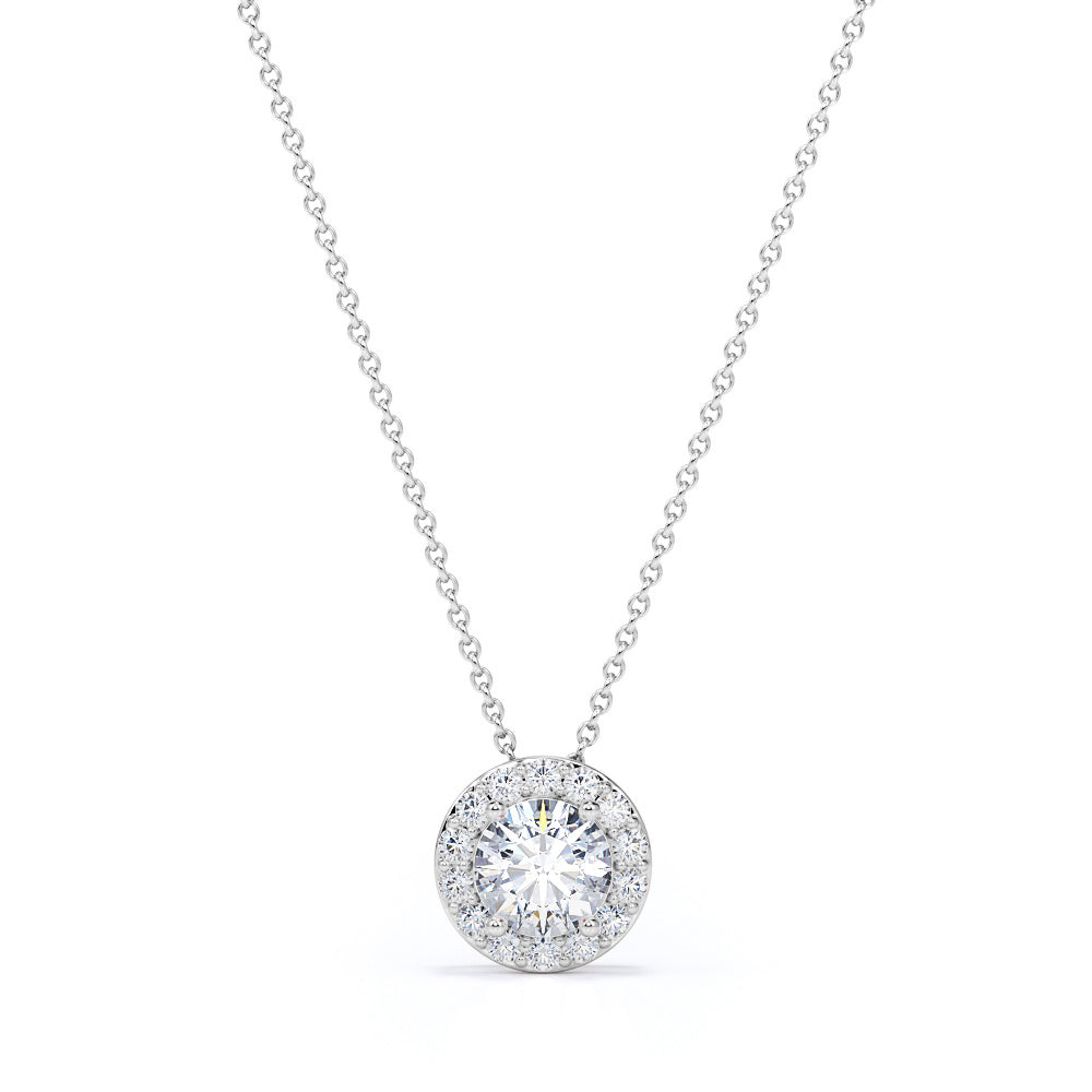Classic Elegant 1.1 carat Round Moissanite Pendant in 18k Black Gold Over Silver