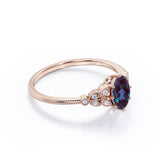 Vintage 1.25 Ct Oval Lab Alexandrite Engagement Ring