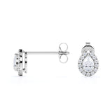 Three Claw Bezel Set 0.60 CT TDW Teardrop Certified Lab Diamond Scallop Stud Earrings in Yellow Gold