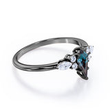 Modern Six Prong Set 1 Carat Kite Shaped Lab Created Alexandrite And Diamond Seven Stone Engagement Ring For Women In White Gold