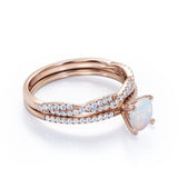 Twisted 1.50 Ct Round Cut Opal Bridal Set