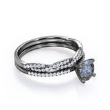 Pave 0.70 Ct Round Cut Salt and Pepper Diamond Wedding Ring Set