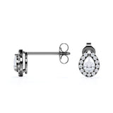 Three Claw Bezel Set 0.60 CT TDW Teardrop Certified Lab Diamond Scallop Stud Earrings in Yellow Gold