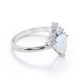 1.25 Ct Pear Cut Lab Created Opal Tiara Engagement Ring