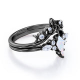 1 Ct Kite Cut Lab Created Opal Tiara Wedding Ring Set
