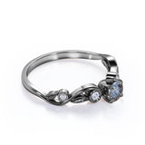 Bezel 0.75 Ct Round Salt and Pepper Diamond Engagement Ring