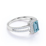 1.75 ct Emerald Aquamarine Halo Split Shank Engagement Ring