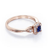 0.6 Ct Princess Cut Lab Sapphire Twisted Engagement Ring