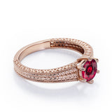 Vintage Bowtie Filigree 1 carat Round Lab Ruby Solitaire Engagement Ring in White Gold