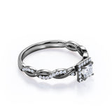 Infinity 1 carat Square Cut Moissanite and Diamond Halo Promise Ring in White Gold