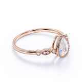 Bezel 1.25 ct Pear Moonstone Vintage Engagement Ring