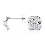 Flower Knot 0.43 CT TDW Round Certified Lab Diamond Twisted French Pave Stud Earrings in Yellow Gold