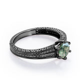Vintage Bowtie Filigree 1 carat Round Moss Green Agate Solitaire Engagement Ring in Rose Gold