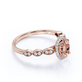 1.50 Carat Oval cut Real Morganite and Moissanite Engagement Ring in 18k Gold Over Sterling Silver