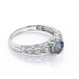 1 Ct Round Salt and Pepper Diamond Vintage Engagement Ring