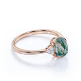 1.50 Carat Round Cut Moss Agate Cluster Engagement Ring