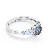 0.55 Ct Round Salt and Pepper Diamond Five Stone Engagement Ring