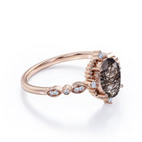 Vintage Bezel 1.25 ct Oval Black Rutilated Quartz Engagement Ring