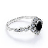 Beautiful 1.75 Carat Round cut Lab Black Diamond Halo Wedding Ring Set in White Gold