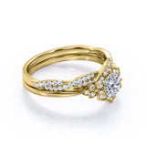 Art Deco 1.50 Carat Round Cut Moissanite Wedding Ring Set