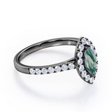 Classic Marquise 1 carat Marquise Moss Green Agate and Diamonds Engagement Ring in White Gold