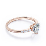 Classic Dainty Band 0.55 carat Heart Moissanite and Diamond Engagement Ring in White Gold