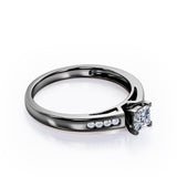 Minimalist 4-Prong Cathedral 0.35 TCW Princess Cut Diamond Mini Flush Pave Engagement Ring in 10K Rose Gold