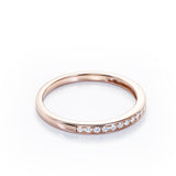Minimalist - 0.15 TCW Round Shaped Diamond Pave Channel Wedding Band in White Gold