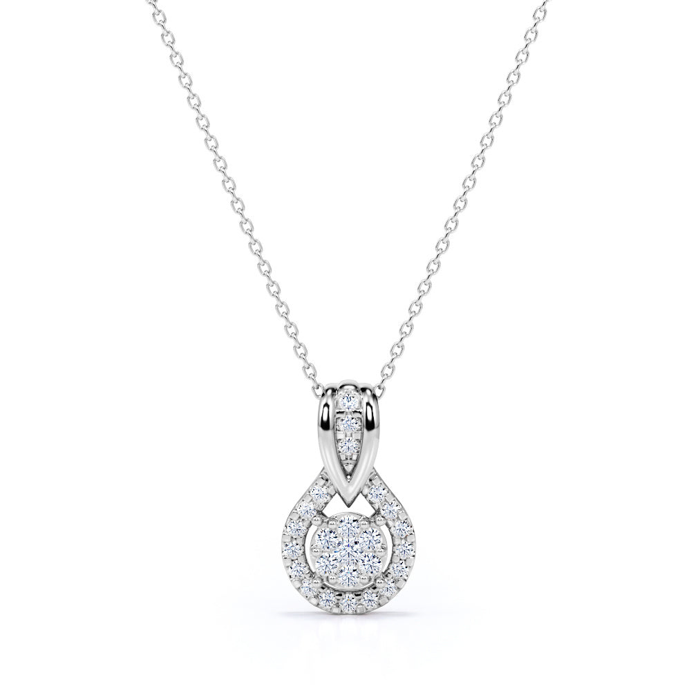Fashionable 0.25 Carat Round Cut Moissanite Pave Pendant Necklace In Rose Gold