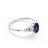 Vintage 1.25 Ct Oval Lab Alexandrite Engagement Ring
