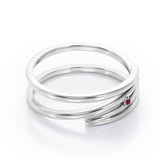 Solitaire 0.05 Carat Round Cut Lab Ruby Spiral Stackable Ring In Rose Gold