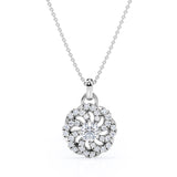 Circle of Life Prong Set 1.25 Carat Round Cut Certified Moissanite and Diamond Floating French Pave Pendant Necklace in White Gold