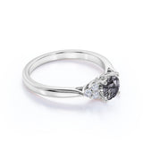 7 Stone 1.75 ct Round Black Rutilated Quartz Engagement Ring