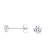 Single Stone 1 Carat Round Certified Moissanite Martini Set with Tension Back Stud Earrings in Yellow Gold