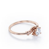 Leafy Bypass 0.5 TCW Round Shape Diamond Solitaire Engagement Ring in White Gold